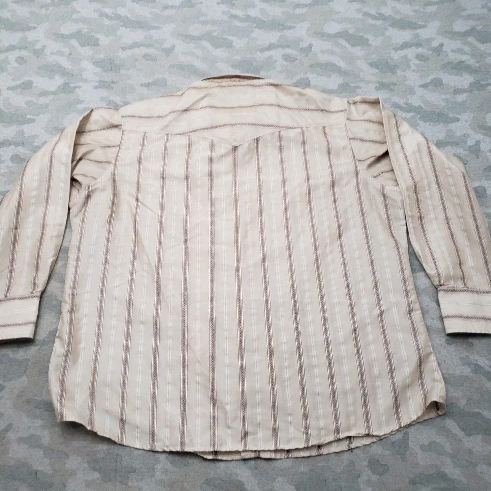Wrangler Western Shirt Mens 2XL Tan Pearl Snap Long Sleeve Rodeo Ranch Cowboy